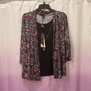 Emily Rose Black and White Floral Cardigan (NWT)